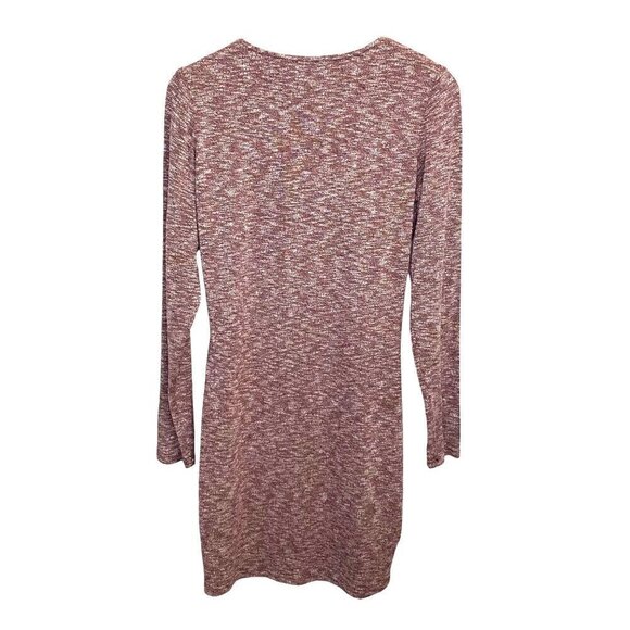 Listicle‎ Body Con Long Sleeve Mini Dress Lined in Heather Burgandy/White Size M - Picture 2 of 9